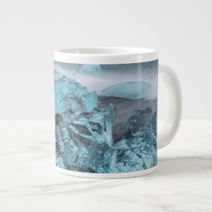 Blå is på strand landskap, Island Jumbo Mugg