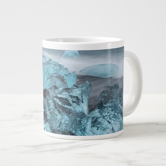 Blå is på strand landskap, Island Jumbo Mugg (Framsida höger)