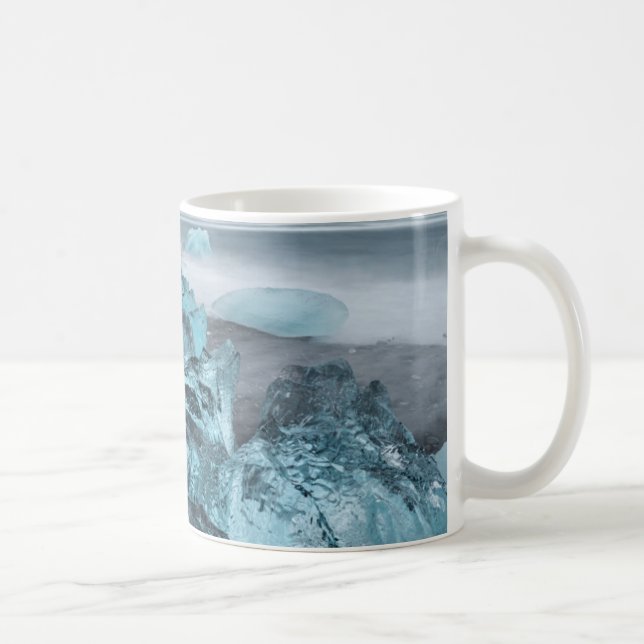 Blå is på strand landskap, Island Kaffemugg (Höger)