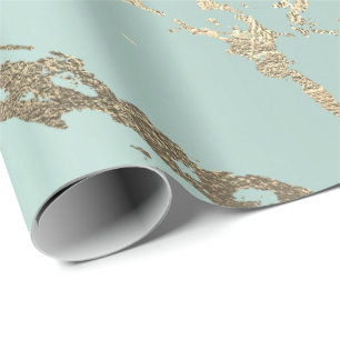Blå is pastel Guld Marble Shiny Abstrakt Presentpapper