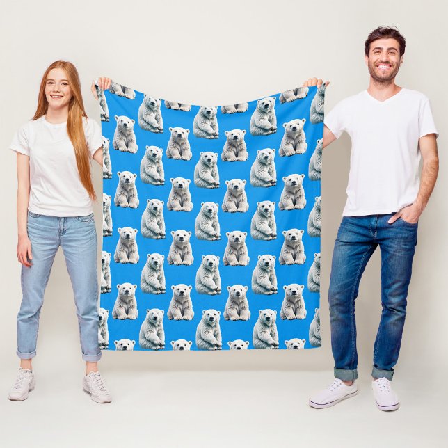 Blå isbjörn mönsterdesign  fleecefilt (Skapare uppladdad)