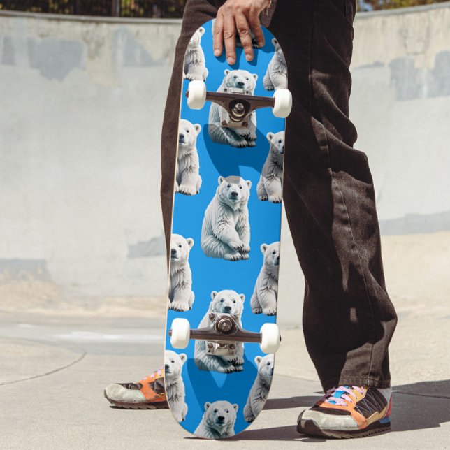 Blå isbjörn mönsterdesign  mini skateboard bräda 18,5 cm (Skapare uppladdad)