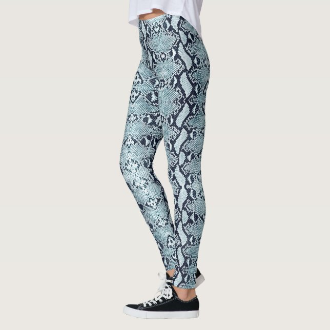 Blå isflammad python Snakeskin Leggings (Vänster)