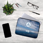 Blå isfoto av Antarktis med monogram och namn Laptop Fodral<br><div class="desc">Ett modernt monogram och ett namn på ett foto av blå is i Antarktis. En perfekt Laptop sleeve.</div>