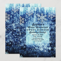 Blå Isig Snöig Vinter Värld Sweet 16-fest