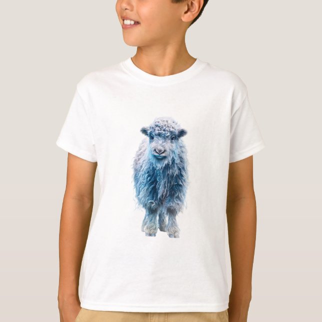 Blå isig ullig lamm söt get får barn t shirt (Framsida)