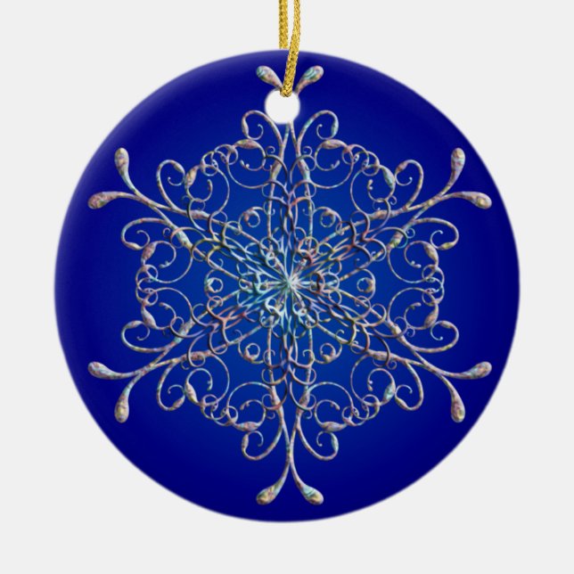 Blå isnodscent Snowflake Ornament (Framsidan)