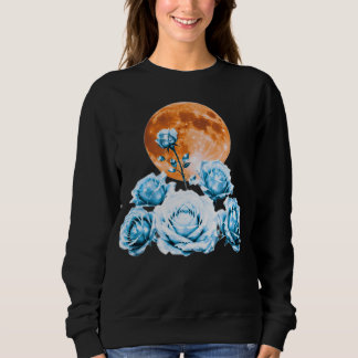 Blå isrosor & Orange blodmåne Celestial grafik T Shirt