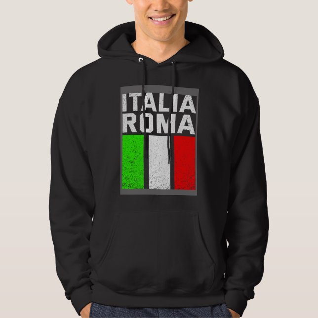 Blå Italien Flagga Italienska Flicka Italia Rom Hoodie (Framsida)