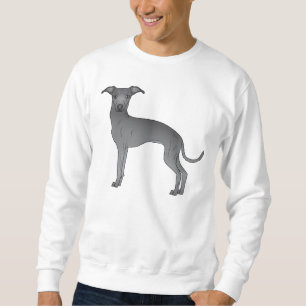 Blå italiensk Greyhound Cute Tecknad hund Design Lång Ärmad Tröja