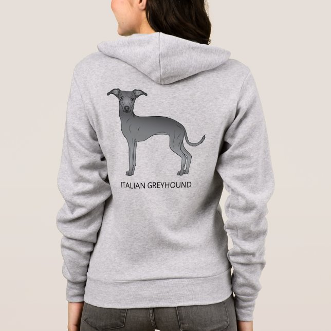 Blå italiensk greyhound-Hund med Anpassningsbar T Shirt (Baksida)