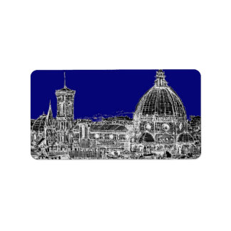 Blå italiensk katedral adressetikett