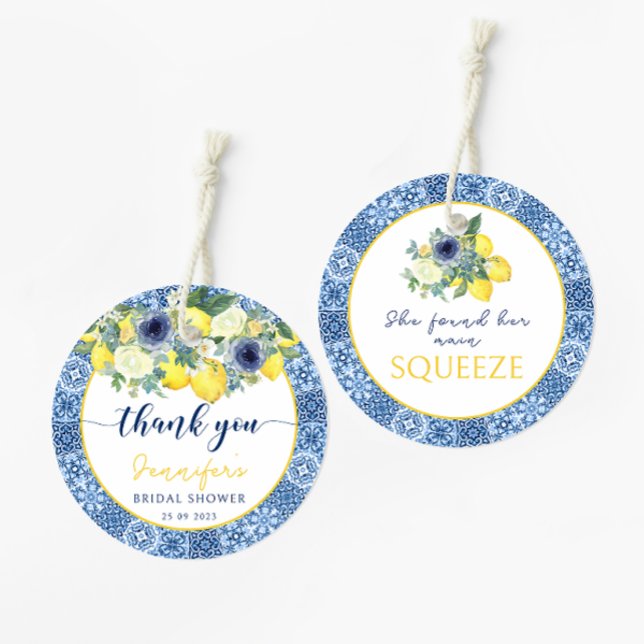 Blå italiensk medelhavsbröllsdusch tack gåvor etiketter (Skapare uppladdad)