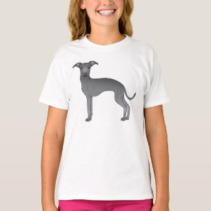 Blå italiensk mops söt seriehund design t shirt