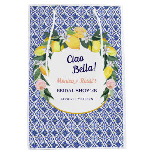 Blå Italienska Kakel Citroner Ciao Bella Bröllopsd