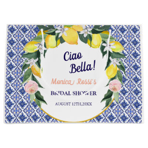 Blå Italienska Kakel Lemoner Ciao Bella Bröllopsdu