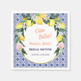 Blå italienska plattor Lemons Ciao Bella Möhippa Pappersservett