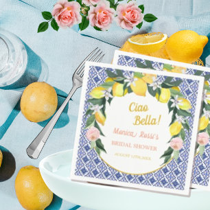 Blå italienska plattor Lemons Ciao Bella Möhippa Pappersservett