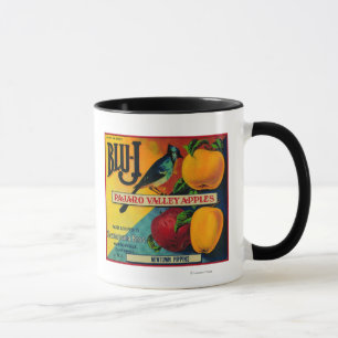 Blå-j Apple låda LabelWatsonville, CA Mugg