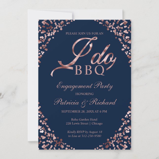 Blå Jag GÖR BBQ Förlovningsfest Inbjudan (Framsida)