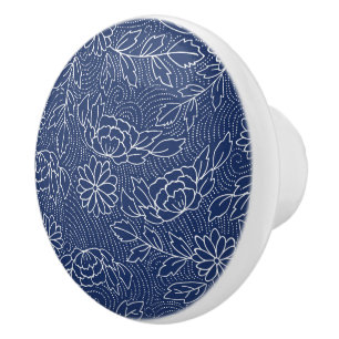 Blå japanska stil-blommor mönster knopp