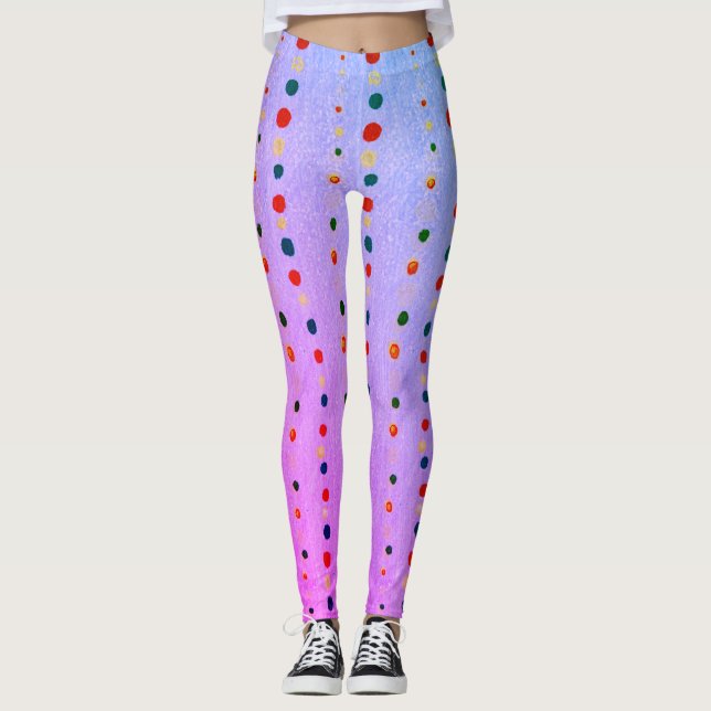 Blå japanska trälåst tryckta Leggings (Framsida)