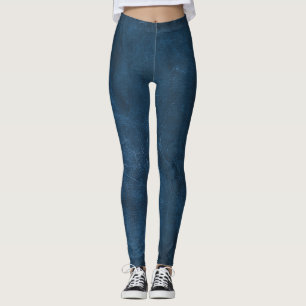Blå jästade läderbalkar leggings