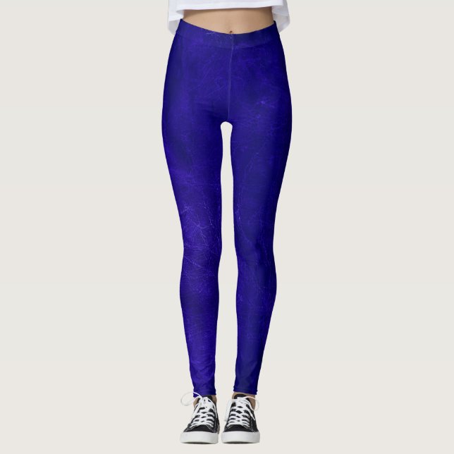 Blå jästade läderbalkar leggings (Framsida)