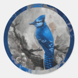 Blå jay-klistermärke (blå design) runt klistermärke