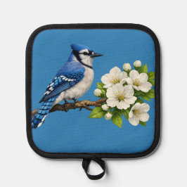 Blå Jay med Vita Blommor