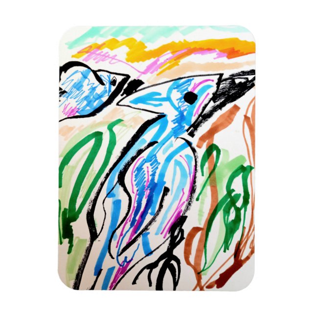 Blå jays, sommartid magnet (Vertikal)