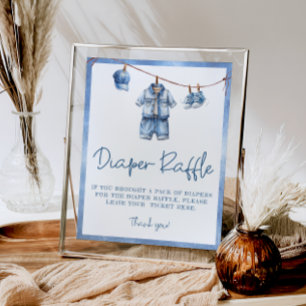 Blå Jean Baby Baby Shower Raffle Poster