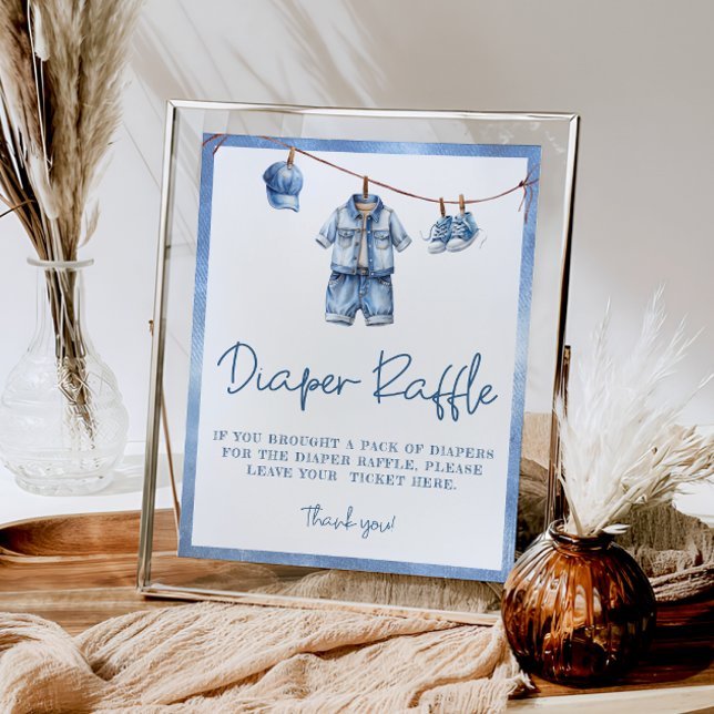 Blå Jean Baby Baby Shower Raffle Poster (Skapare uppladdad)