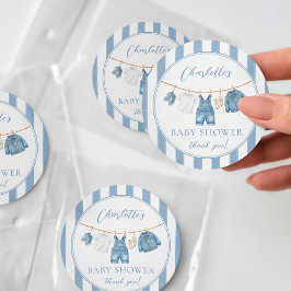 Blå Jean Baby Baby Shower  Runt Klistermärke