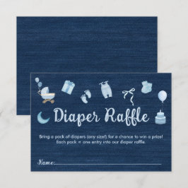 Blå Jean Baby Denim Baby Shower Raffle Tilläggskort