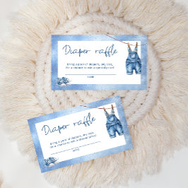 Blå Jean Baby Denim Babyfirande Blöja-Lottteri Tilläggskort