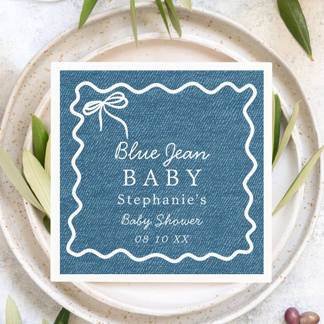 Blå Jean Baby Denim Babyfirande Pappersservett (Skapare uppladdad)