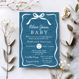 Blå Jean Baby Denim Brunch Pojke Babyfest Inbjudningar