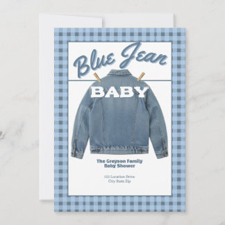 Blå Jean Baby - Denim Duschen Anpassad Inbjudan