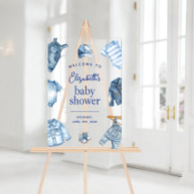 Blå Jean Baby Denim Tema För Baby Shower Välkommen