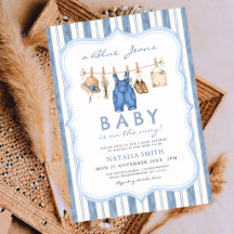 Blå Jean Baby Klädstreck Denim Babyfirande