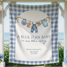 Blå Jean Baby Shower Banner Cowboy