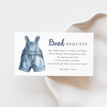 Blå Jean Baby Shower Bokförfrågningskort
