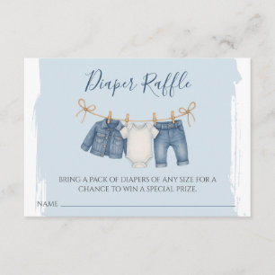Blå Jean Baby Shower Diaper Raffle Tilläggskort
