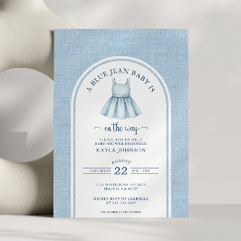 Blå Jean Baby Shower Elegant Båge Flicka Inbjudningar