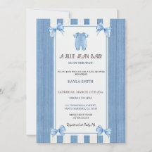 Blå Jean Baby Shower Inbjudan | Denim Baby Pojke