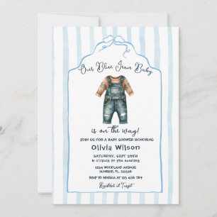 Blå Jean Baby Shower Inbjudningar