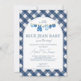 Blå Jean Baby Shower Inbjudningar