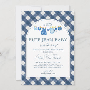 Blå Jean Baby Shower Inbjudningar
