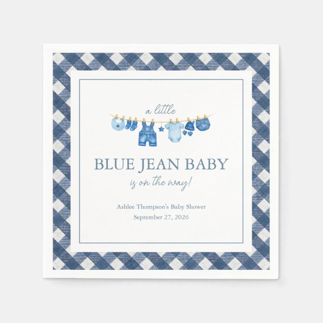 Blå Jean Baby Shower Pappersservett (Framsidan)